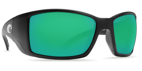 Costa Del Mar Blackfin Polarized Sunglasses Matte Black Green Mirror  Glass